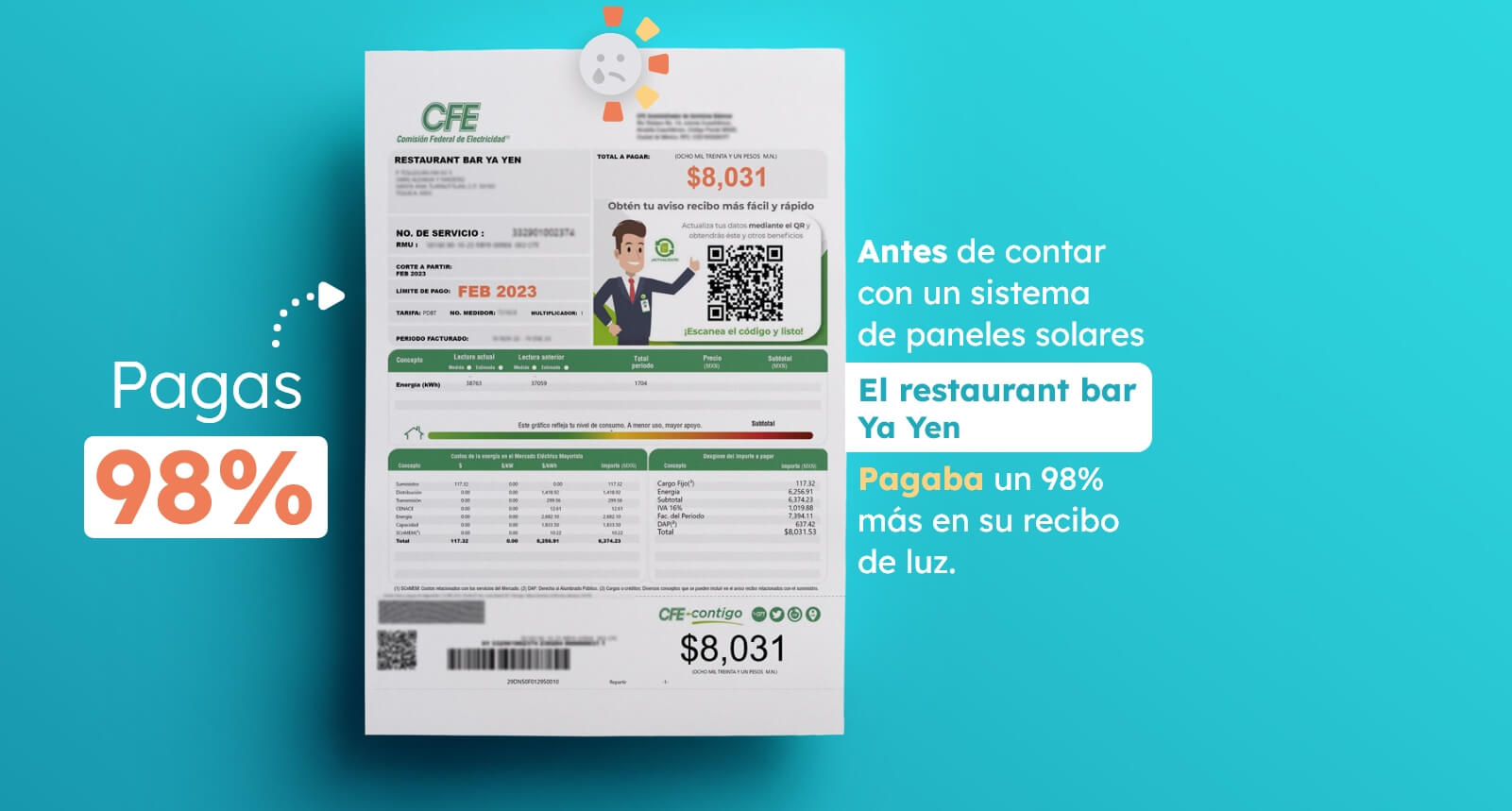 Consol Ahorro de luz antes de paneles solares